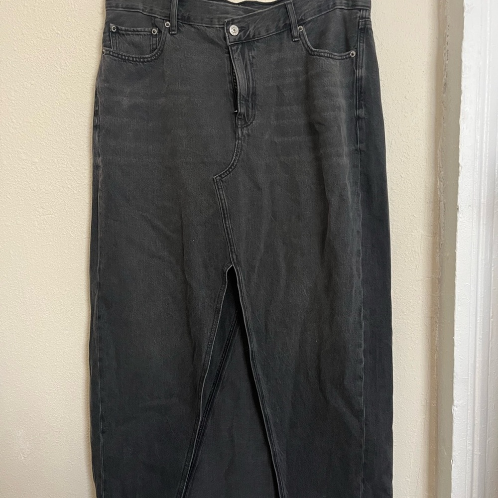Black Denim Maxi Skirt